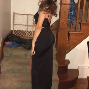 Black, backless, long dress